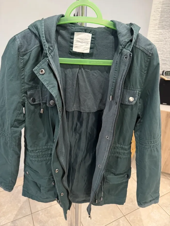 Manteau parka bleu/vert cache cache - photo numéro 6