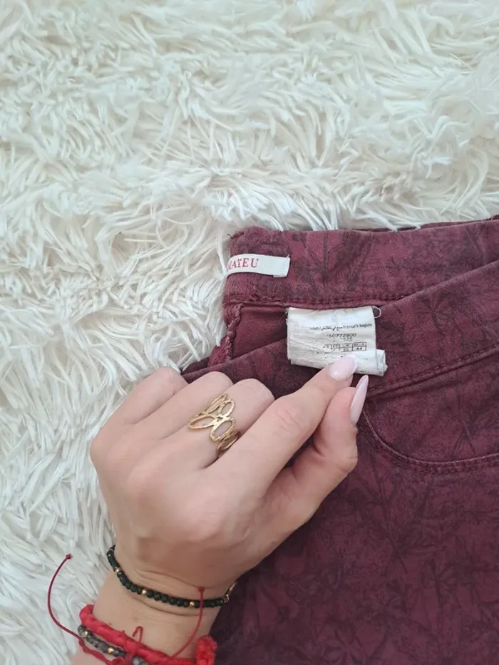 Jegging Camaïeu T38 - Motifs Discrets Style Goth/Rock - Bordeaux - photo numéro 3