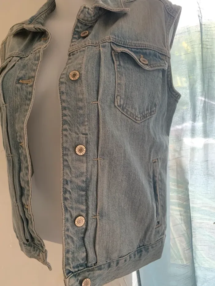 Veste jean vintage sans manches taille M - photo numéro 5