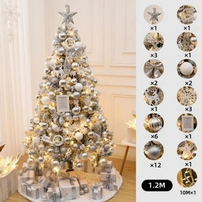 Sapin de Noël avec flocons de neige, lumières LED et ensemble de décorations (3 m 9,8... - photo numéro 3