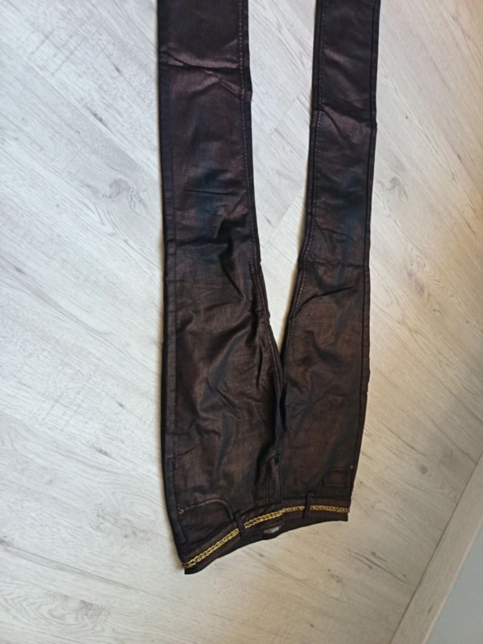 Pantalon femme 38 M grain de malice tbe brun satinée - photo numéro 5