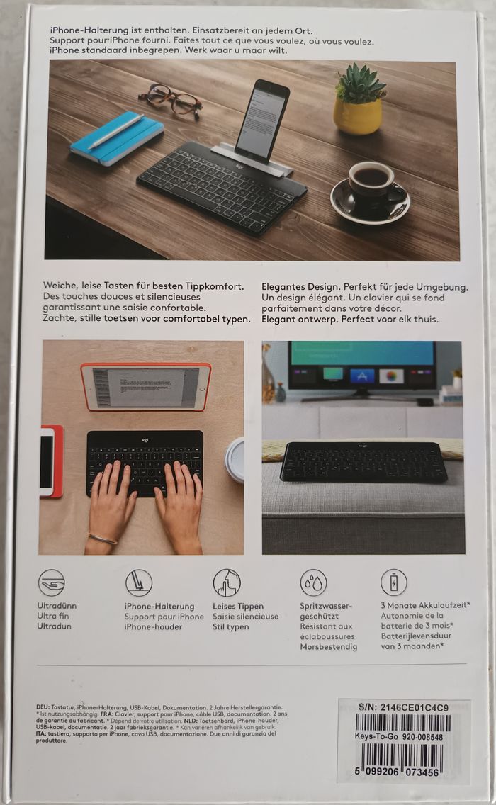 Clavier Français AZERTY sans fil Bluetooth LOGITECH Keys To Go - Noir - photo numéro 2