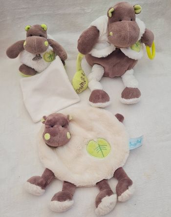 Lot peluche et doudou Hippopotame Bazile - Baby nat