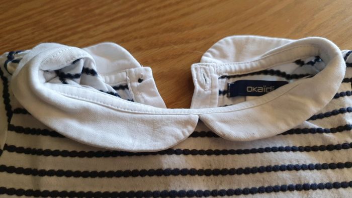 tee shirt okaidi col Claudine rayure bleu - photo numéro 2