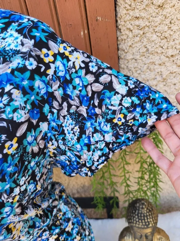 Blouse fleuri noir multicolore pep & co taille 46 - photo numéro 6