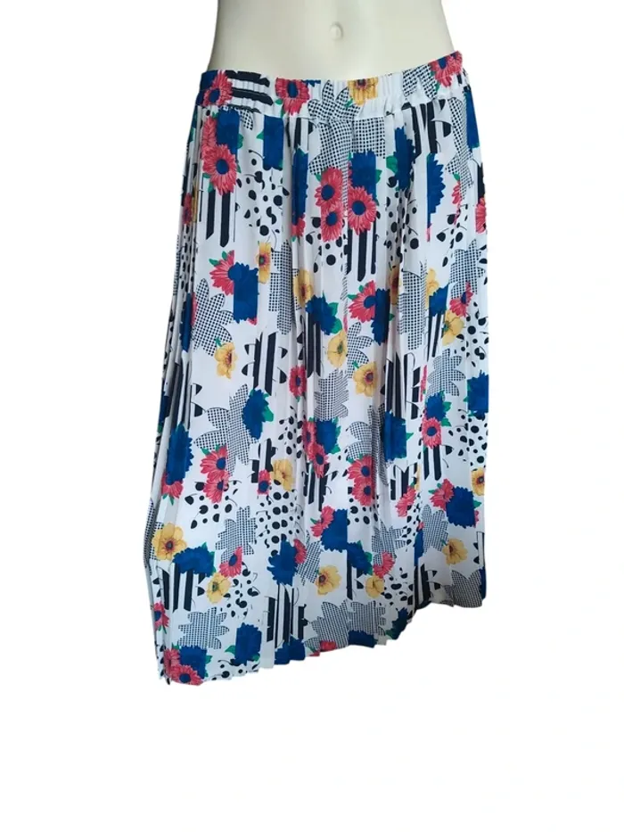 Jupe skirt mi longue vintage fleurs flower printemps été spring summer