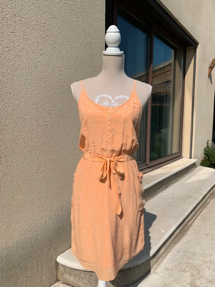 Robe à bretelle orange en soie Sud Express taille M - photo numéro 2