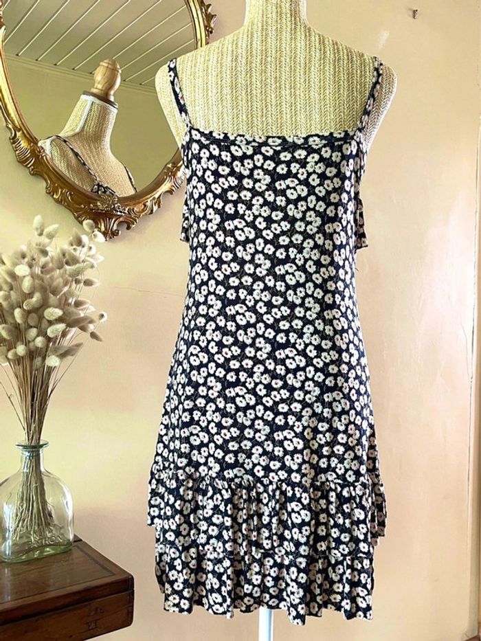 Robe à Froufrous Motif Floral - Marine et Blanc neuf - photo numéro 4