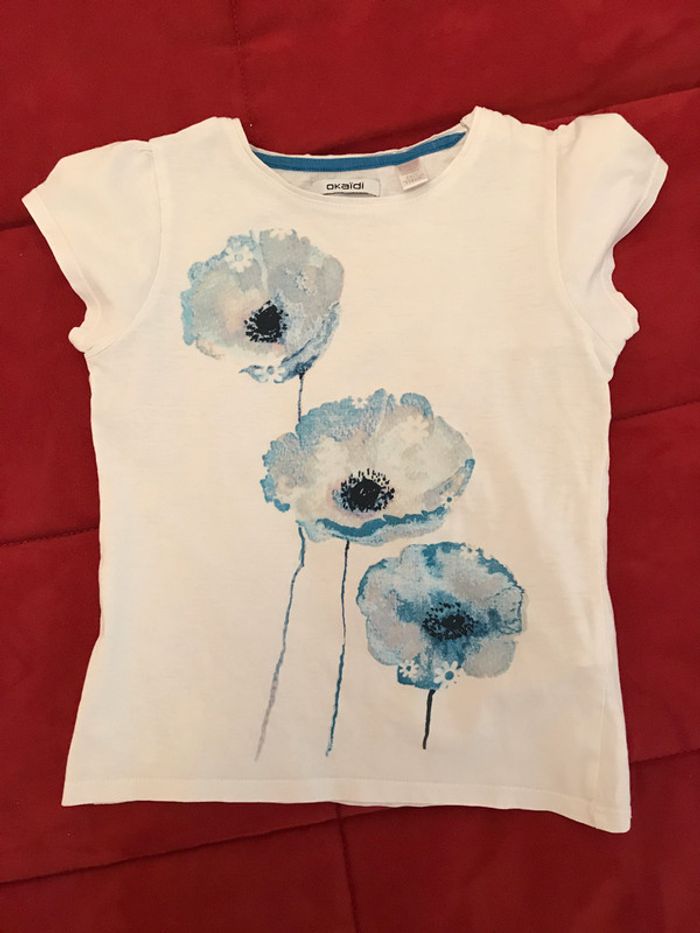T-Shirt manches courtes blanc et bleu 6 Ans