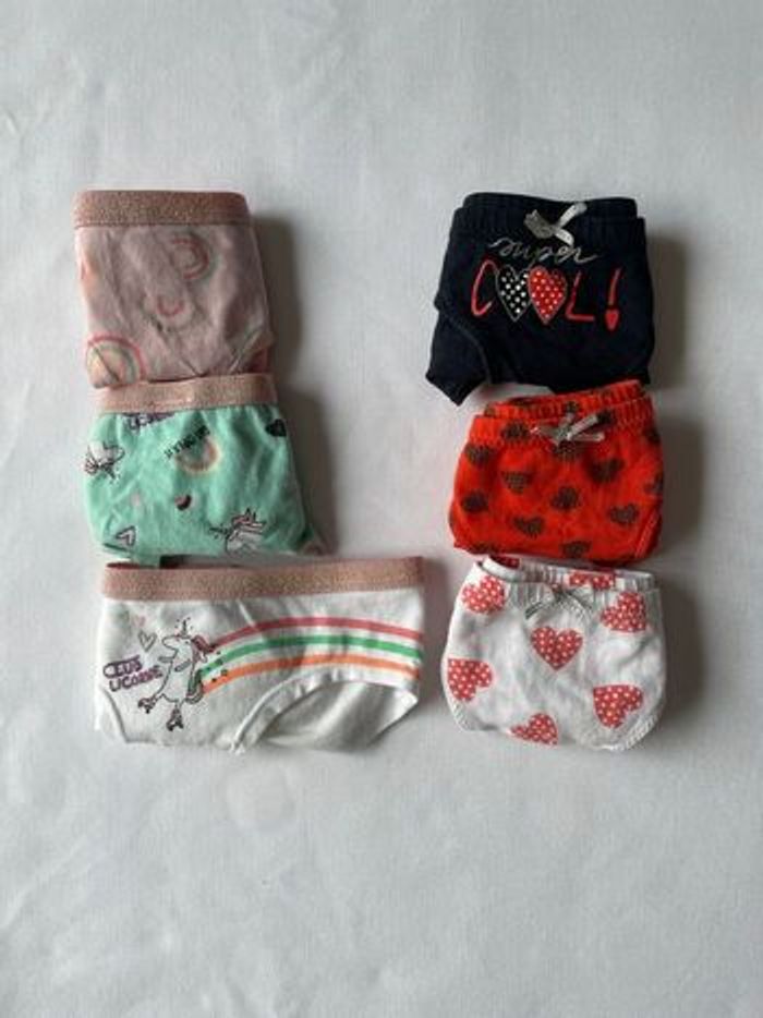 Lot de 6 culottes fille 2-3 ans