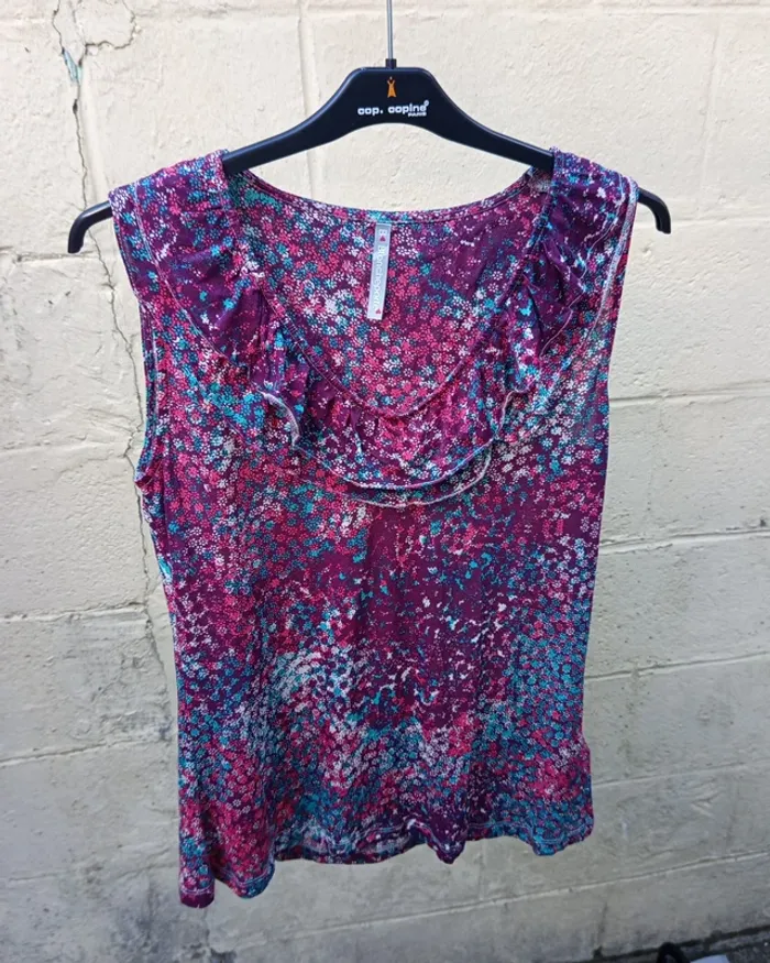 Top sans manches fleuri multicolore 38/40