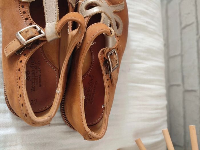 Salomés en cuir camel & doré – Zecchino d’Oro (Pointure 27) - photo numéro 7