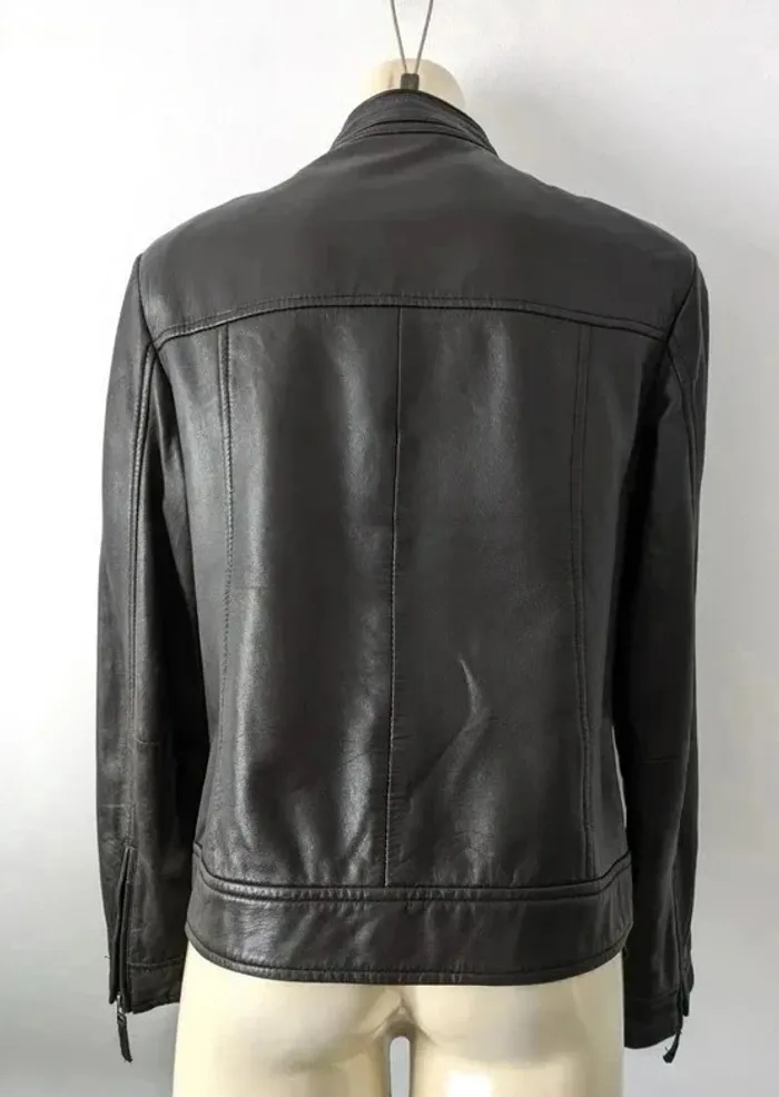 Veste zippée en cuir véritable - Saint Hilaire - taille 42 - photo numéro 3