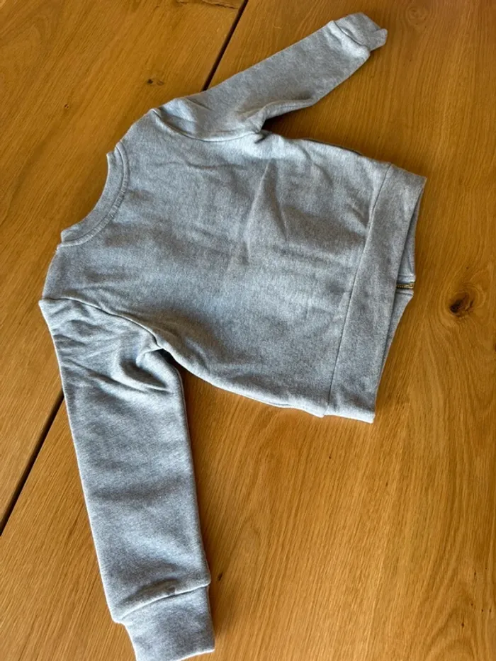 Veste/Cardigan zippée ML gris chiné, rebord plissé NEUVE - Taille 4 Ans - photo numéro 11