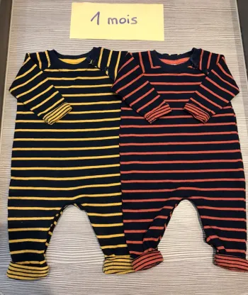 2 combinaisons sans pied pyjama 1 mois