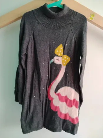 Robe automne/hiver Flament rose DPAM 8 ans