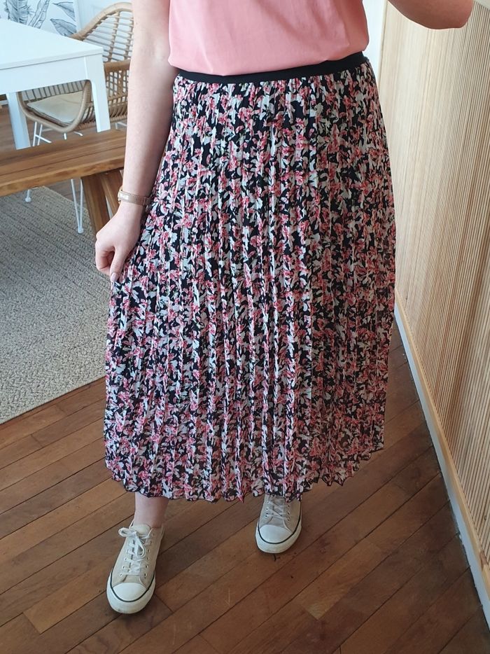 Jupe plissée Vienne rose motifs Taille M