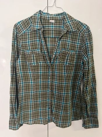 Chemise à carreaux camaïeu vert et bleu