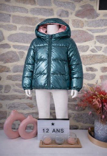 Doudoune déperlante d hiver effet nacré vert sapin Fille taille 12 ans marque Vertbaudet 🦜