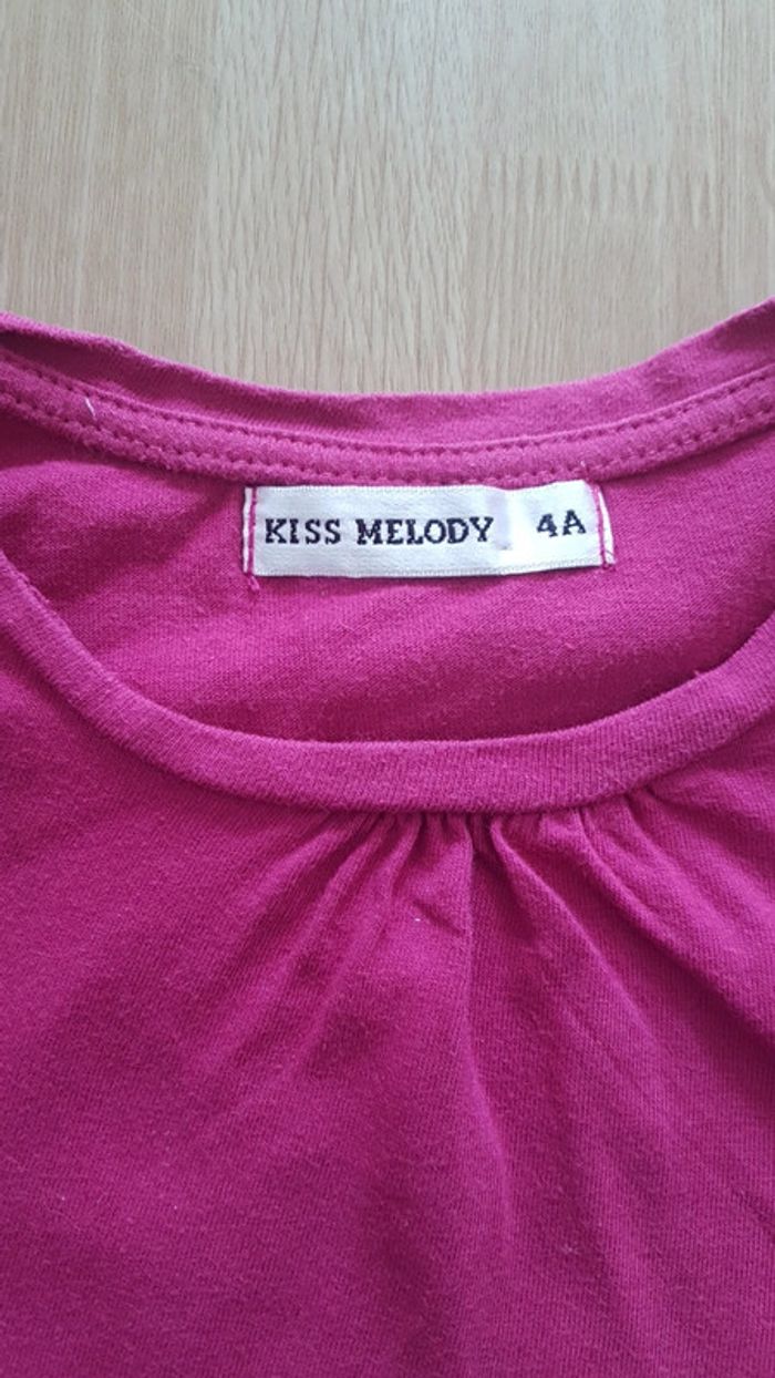 Tee shirt manches courtes rose 4 ans - photo numéro 2