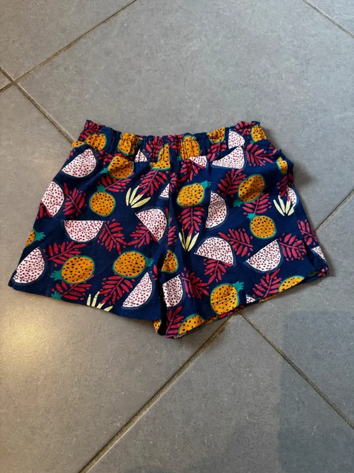 Short souple - TAO - Ananas, Pastèque, Grenades, Feuilles - Bleu marine - 6ans - photo numéro 3