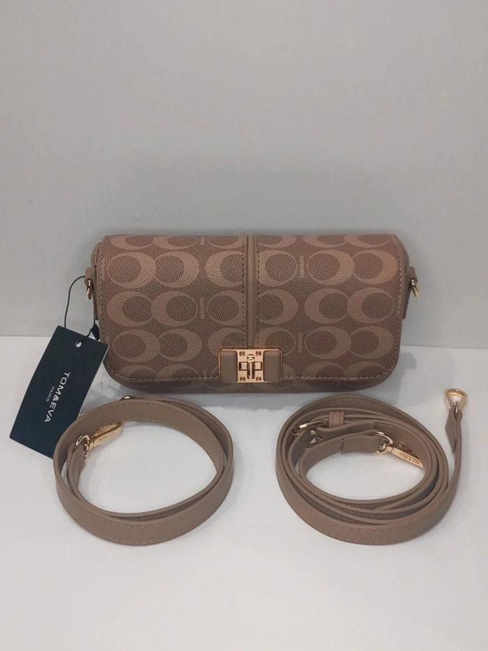 Sac à main pochette Tom & Eva beige en similicuir - photo numéro 4