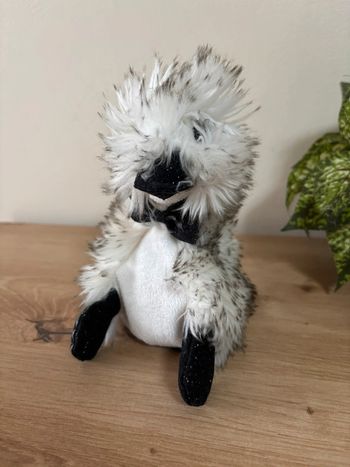 Doudou canard blanc noir smoking coin-coin doudou et compagnie