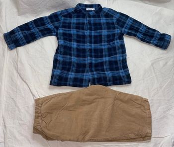 ensemble chemise + pantalon velour Bout'chou 12 mois