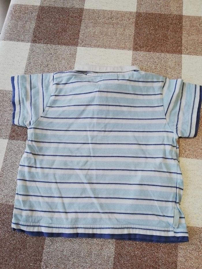 Polo 24 mois manches courtes rayé blanc/bleu Reebok - photo numéro 4