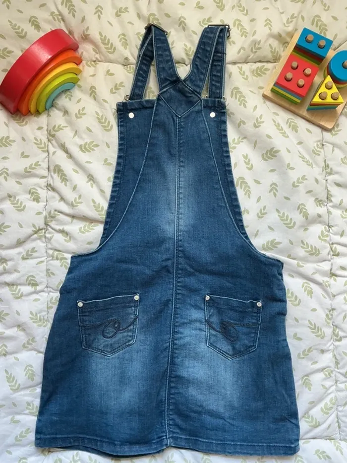 robe salopette en jean bleu avec écussons 10 ans smiley - photo numéro 6