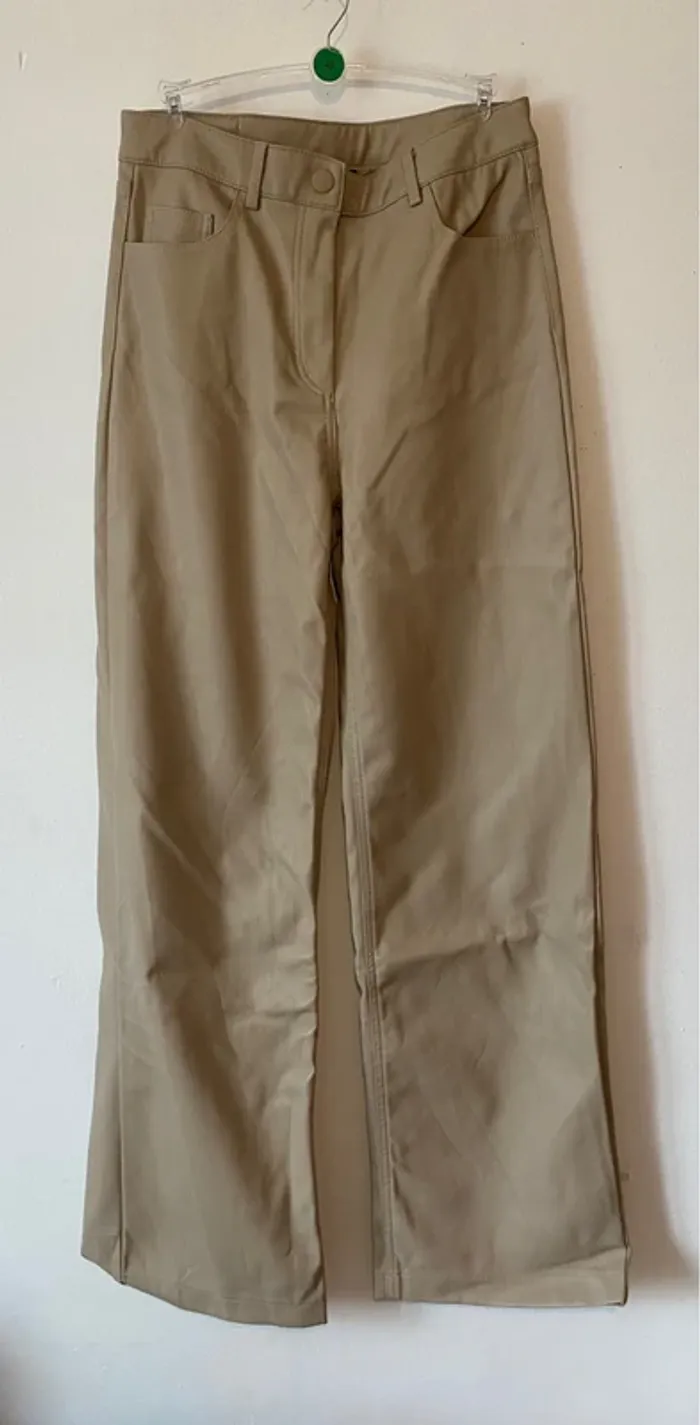 Pantalon "cuir" beige