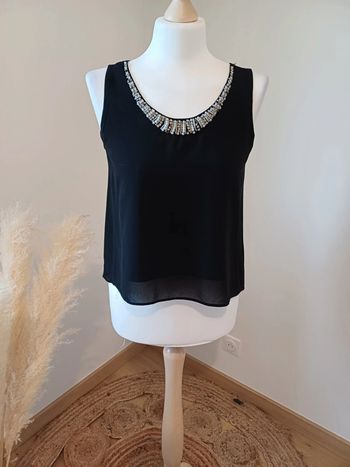 Top court noir fluide avec strass Yu & Me taille S 36