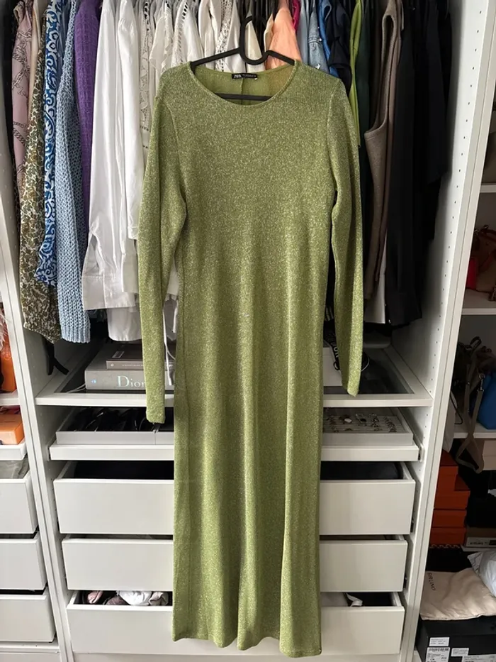 Robe maille verte pailleté