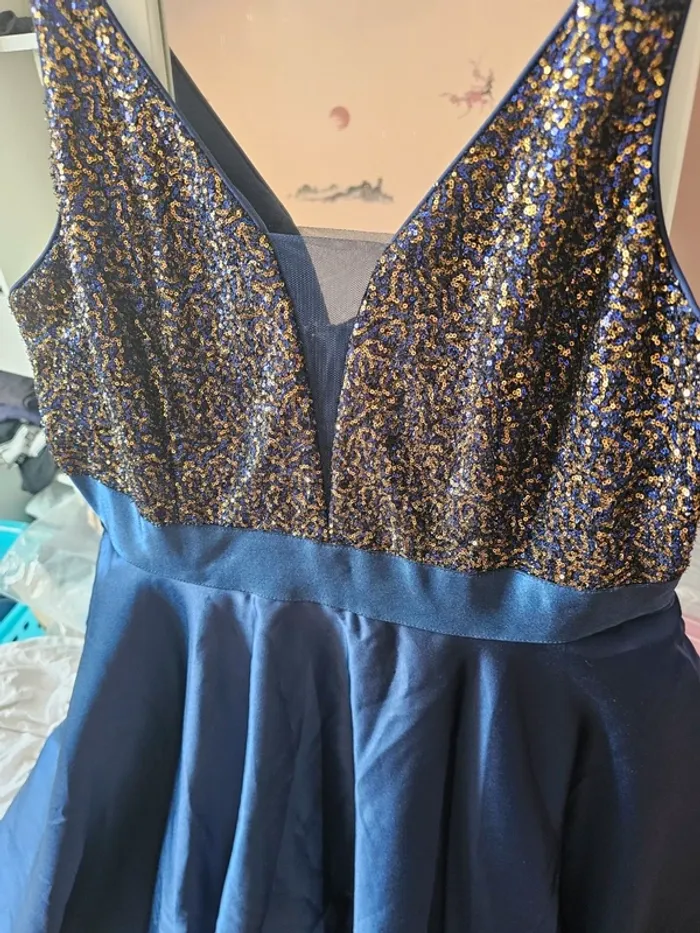 Robe de soiree bleu nuit t48 - photo numéro 2