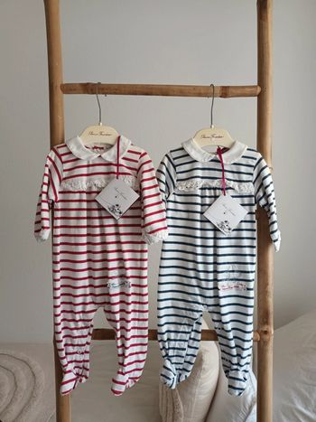 Lot de 2 grenouillères Pomme Framboise 6 mois neuves avec étiquettes 🏷