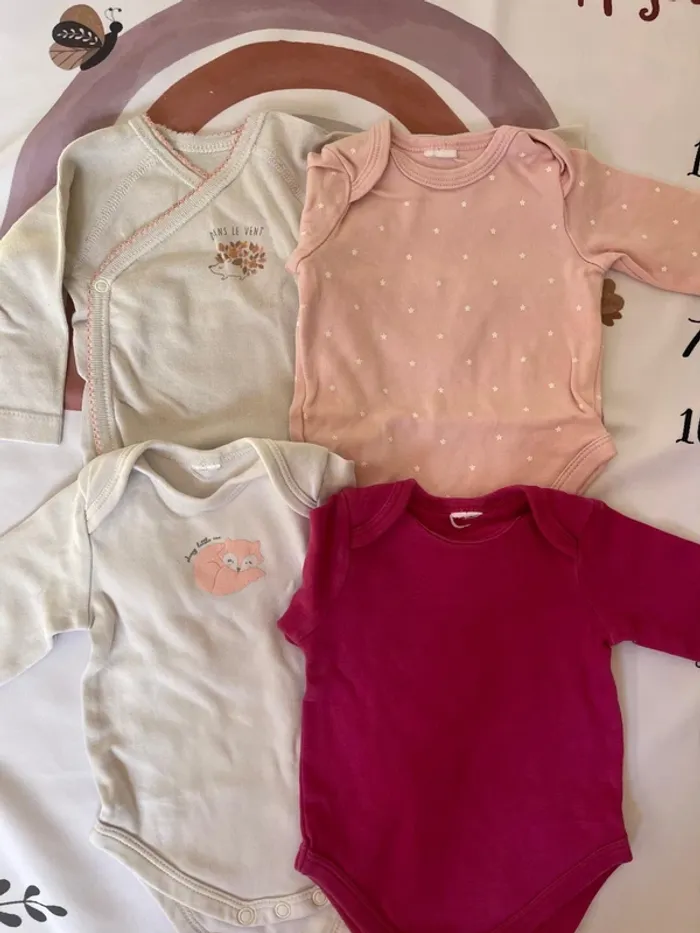 Lot de 4 bodies manches longues - 3 mois - Fille - photo numéro 2