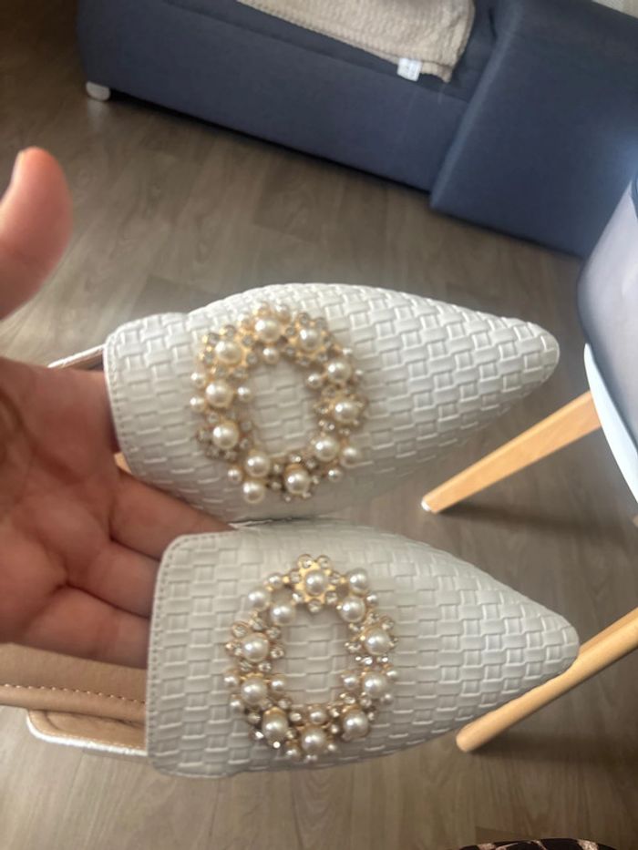 Chaussures blanches perles et strass t41 - photo numéro 9
