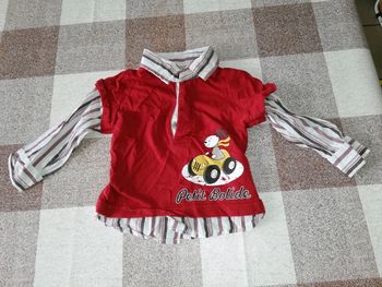 Tee shirt 12 mois rouge manches longues petit bolide