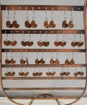 Lot de 20 paires de boucles d'oreilles cœur en bois love