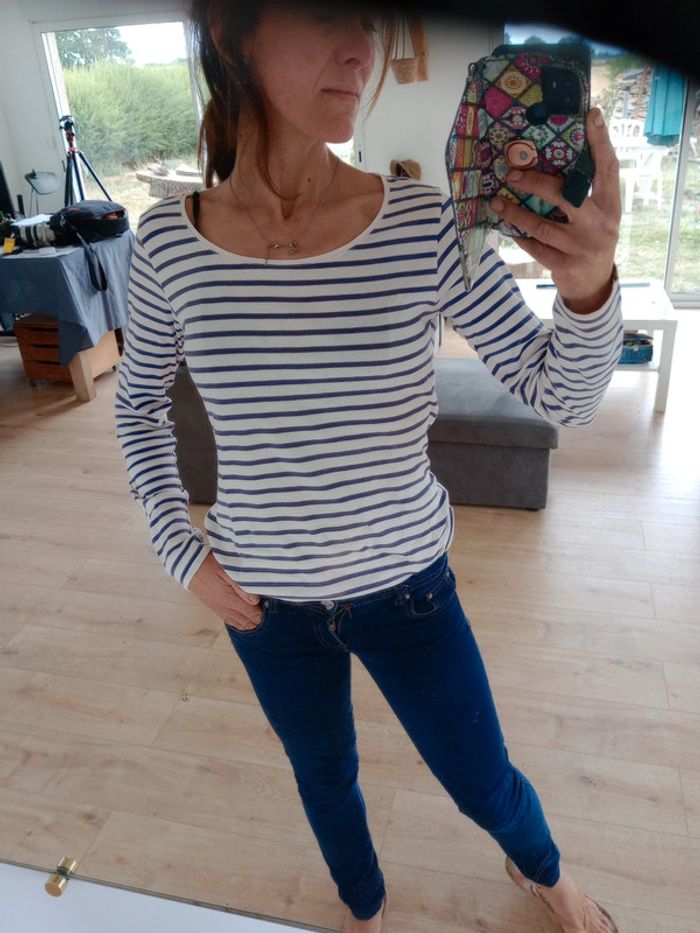 T-shirt manches longues femme M rayé c85 - photo numéro 2