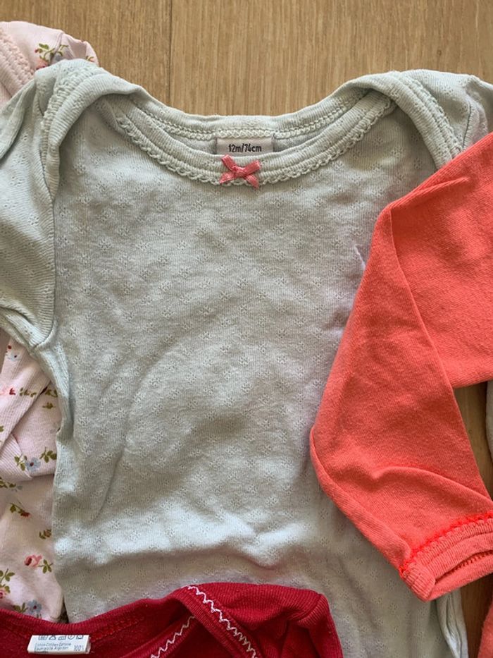 Lot 5 bodies ml bébé fille 12 mois - photo numéro 3