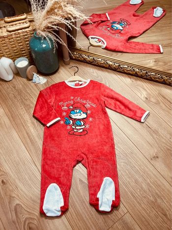 Taille 12 mois pyjama de Noël velours garçon schtroumpfs rouge * Christmas * 💙
