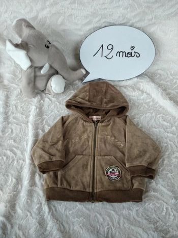 Veste gilet zippé velours avec capuche Garçon 12 mois Petit Pirate