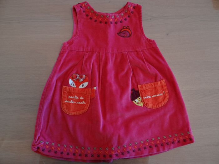 Robe velours DPAM, bébé fille, taille 6 mois, rose