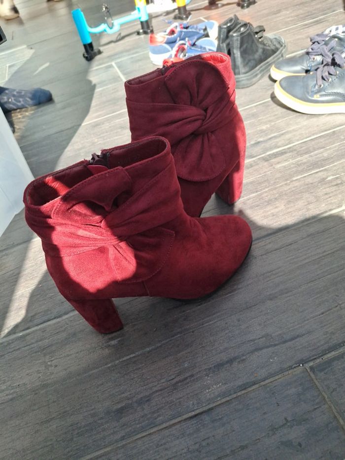 Chaussures à talon bordeau suédine - photo numéro 2