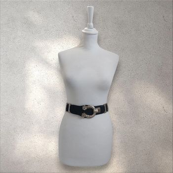 Ceinture large élastique noire avec grosse boucle