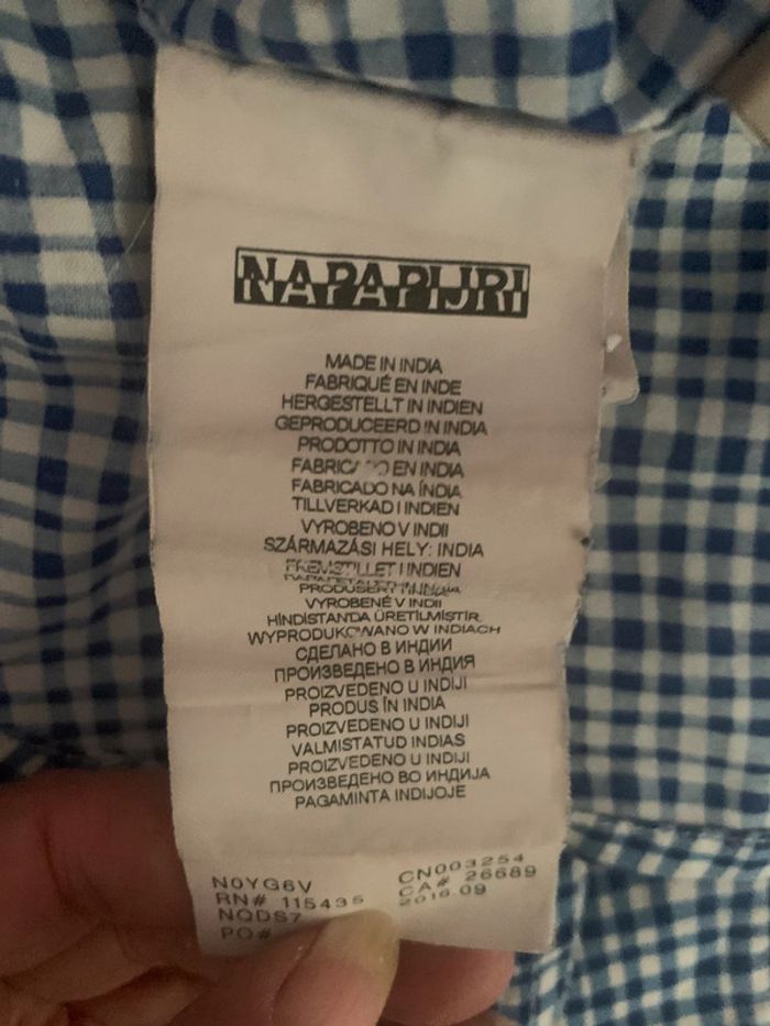 Chemise Napapijri vichy bleu et blanc taille L slim fit - photo numéro 16