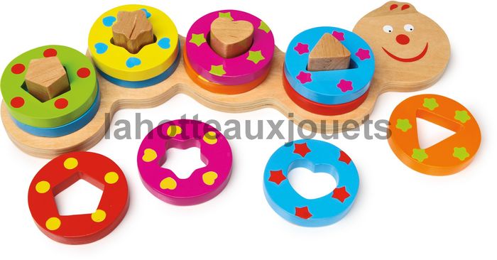 puzzle en bois à encastrer forme chenille Legler 8145