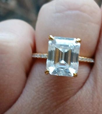 Bague argent plaqué or jaune diamant moissanite 5cts