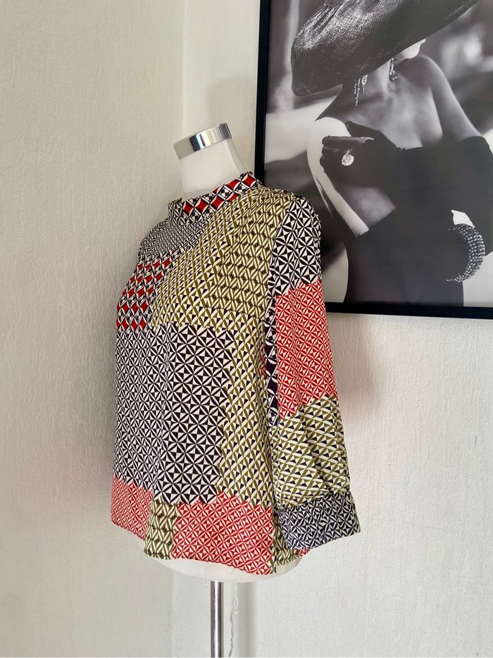 Blouse à manches 3/4 patchwork Zara TS comme neuve - photo numéro 3